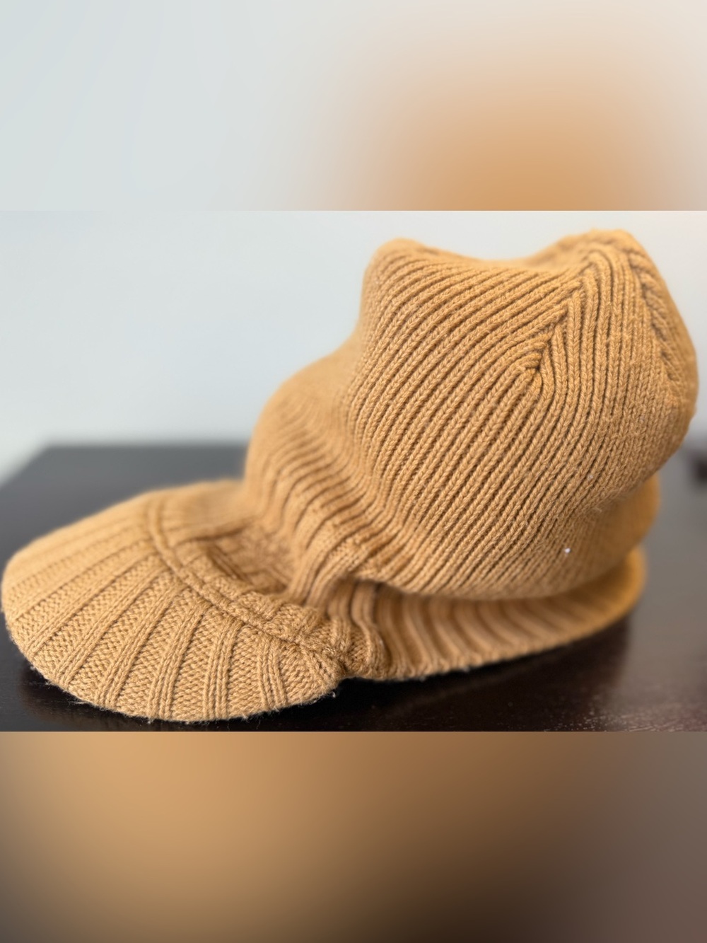 🧢 Timberland Ribbed Knit Visor Beanie Hat – Wheat Tonal Logo Rare Style - Picture 4 of 10